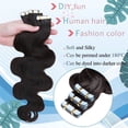 thumbnail image 4 of MY-LADY 20PCS Wavy Curly Tape in 100% Real Human Hair Extensions Hairpiece Skin Weft Full Head 14inch #1B Natural Black, 4 of 9