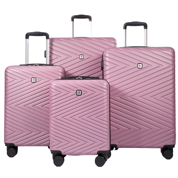 Travelhouse 4 Piece Hardshell Luggage Set Hardside Lightweight Suitcase TSA Lock Spinner Wheels.(Pink)