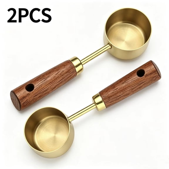 Vruelia Stainless Steel Coffee Scoop for Ground Coffee, 15ml Coffee Measuring Scoop with Woodle Handle Coffee Spoons-A