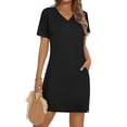 thumbnail image 2 of MOSHU V Neck Dresses for Women Side Split Short Sleeve Dresses Casual Summer Dress with Pockets, 2 of 10