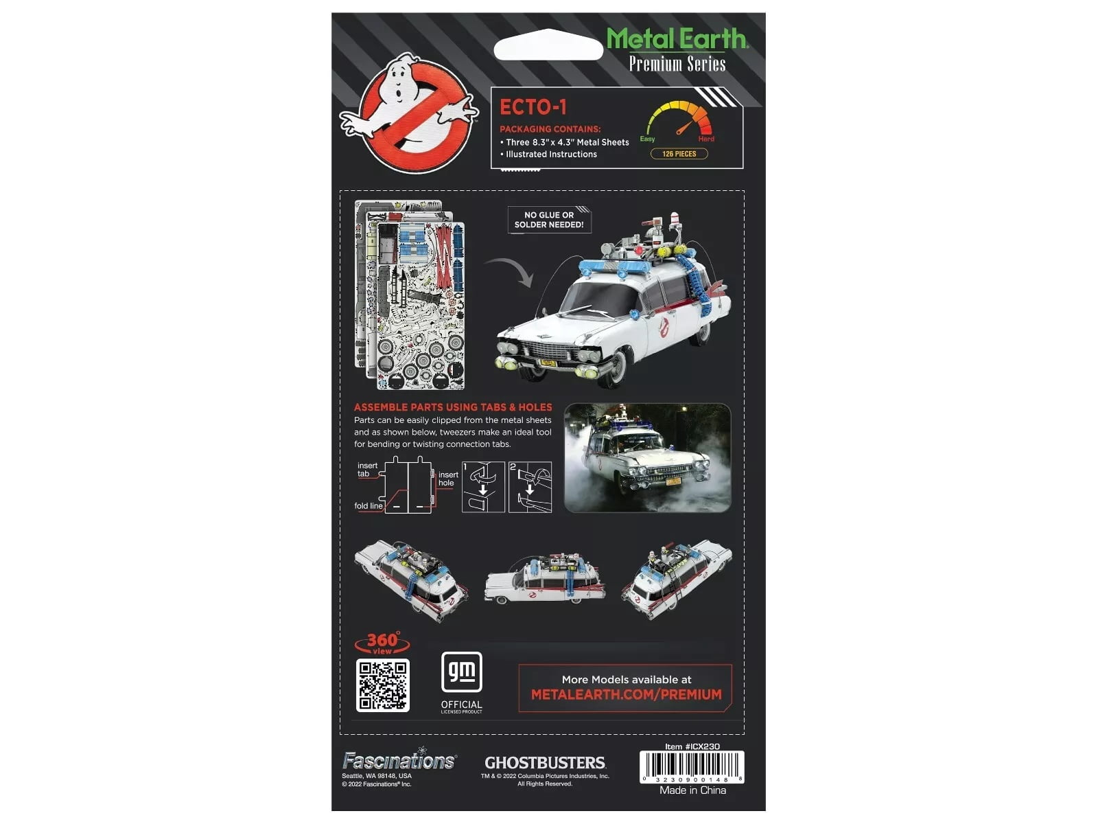 Model Kit Ecto-1 Car White "Ghostbusters" (1984) Movie (Challenging Difficulty) Steel Model by Metal Earth