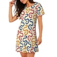 thumbnail image 2 of Kdxio Snake Pattern Womens Short Sleeve Sleepshirt Scoopneck Cute Nightdress Ruffle Comfy Nightgown, 2 of 6