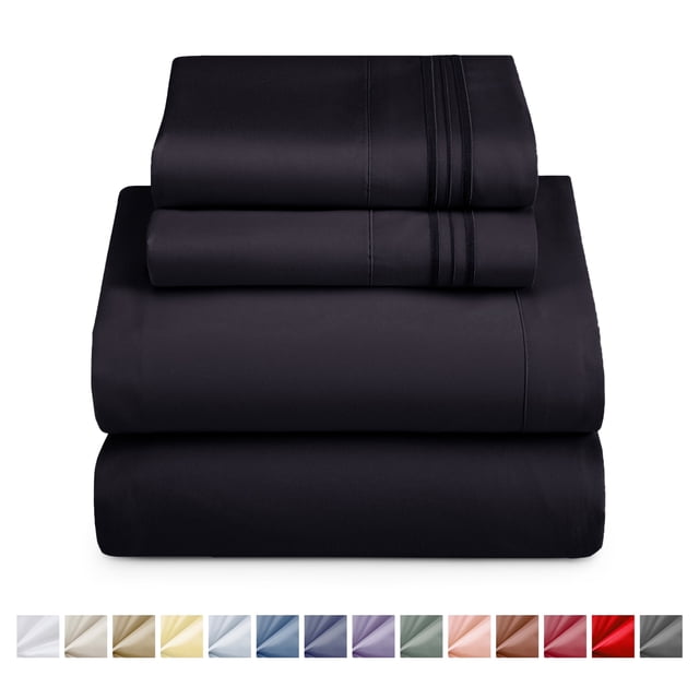 Nestl Juego de Sábanas Individual XL, 3 Piezas, Serie 1800, Bolsillo Profundo, Ropa Cama para Dormitorio Color Negro