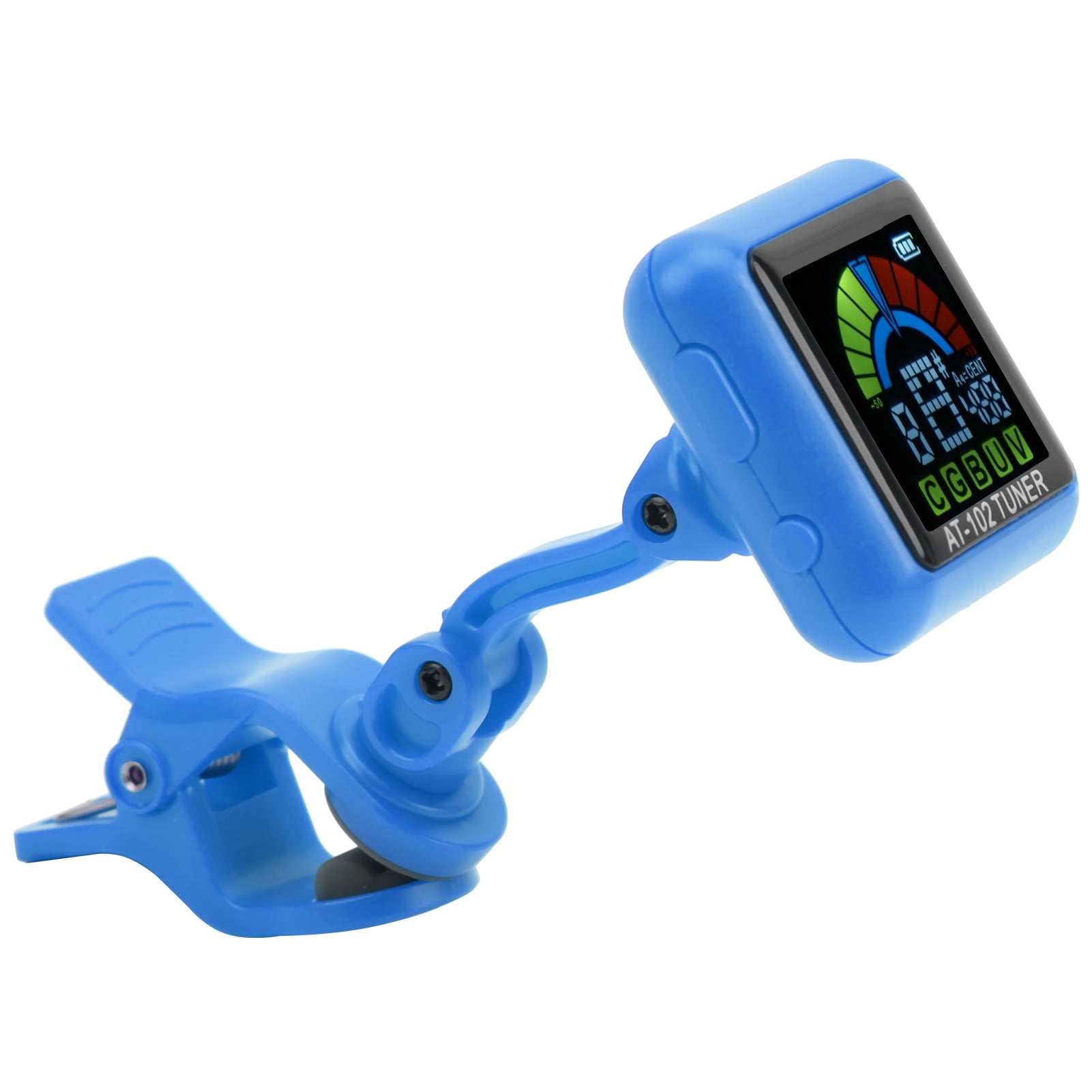 Guitar Clipon Tuner USB Rechargeable Builtin Battery Violin Ukulele AT102(Blue )
