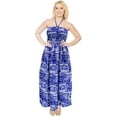 thumbnail image 3 of HAPPY BAY Women's Beach Summer A-Line Maxi Smocked Top Slit Dress Long Casual Strapless Tube Dresses for Women One Size Blue, Tropical, 3 of 4