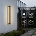 thumbnail image 4 of 35 Inch Long Aluminum Modern LED Outdoor Wall Lights 2900K, Slim Linear Black Exterior Lighting Fixtures Wall Mount IP65 Waterproof Outside Sconce Light for House Garage Front Porch Patio, 4 of 8