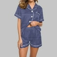 thumbnail image 2 of HUJlwoi Button down Pajamas Sets Stripe 2 Piece Pj Sets Short Sleeve Pocket Sleepwear Shorts Lounge Sets Classic Printed Summer Nightwear, 2 of 5