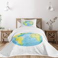 thumbnail image 3 of Ambesonne Earth Quilted Bedspread Set 2 Pcs, Watercolor Style Planet, Twin Size, Green Blue, 3 of 6