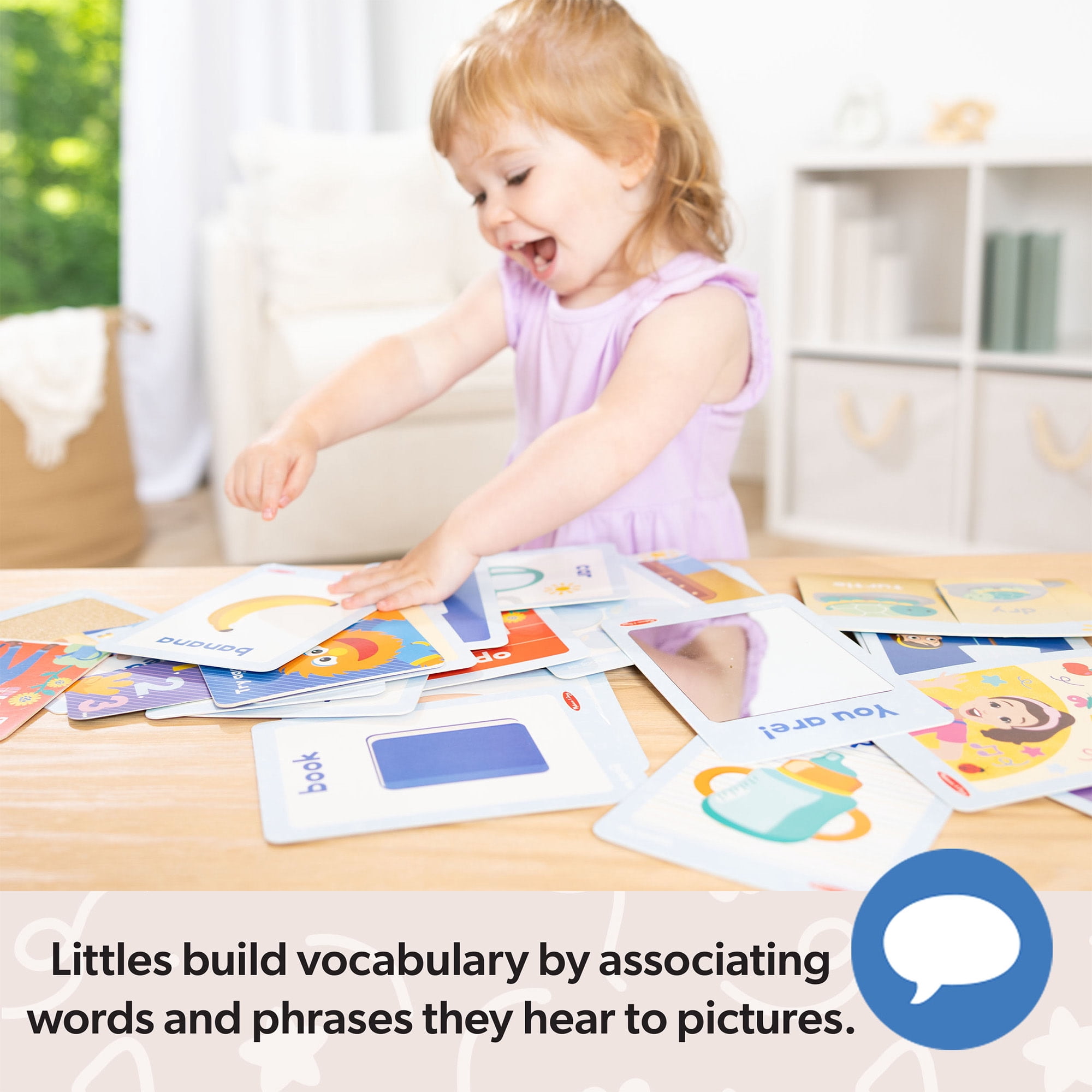 Melissa & Doug® Ms. Rachel™ First Words Textured Sensory Flashcards Preschool Learning Toy for Boys, Girls - FSC Certified