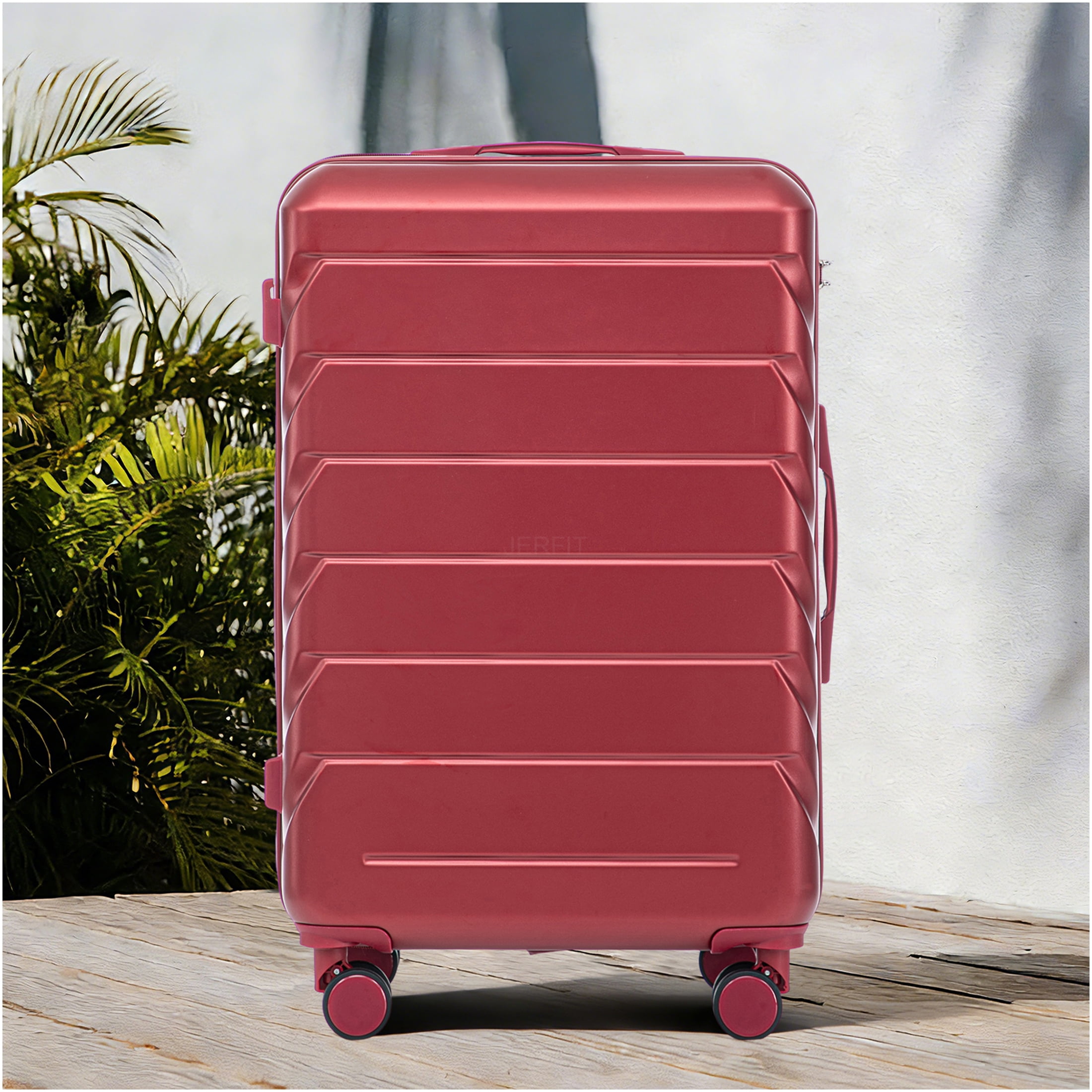 JERFIT 28" Large Checked Luggage Suitcase with 360° Spinner Wheels, TSA Lock, Hard Shell ABS, Wine Red - Ideal for Long Travel