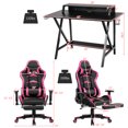 Gymax Gaming Desk&Massage Gaming Chair Set w/ Footrest Monitor Shelf