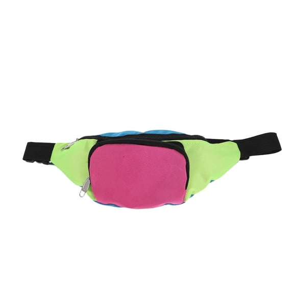 ETEREAUTY Retro Neon Color Blocking Oxford Cloth Waist Pack for Outdoor Running Hiking Adjustable Lightweight Waist Bag