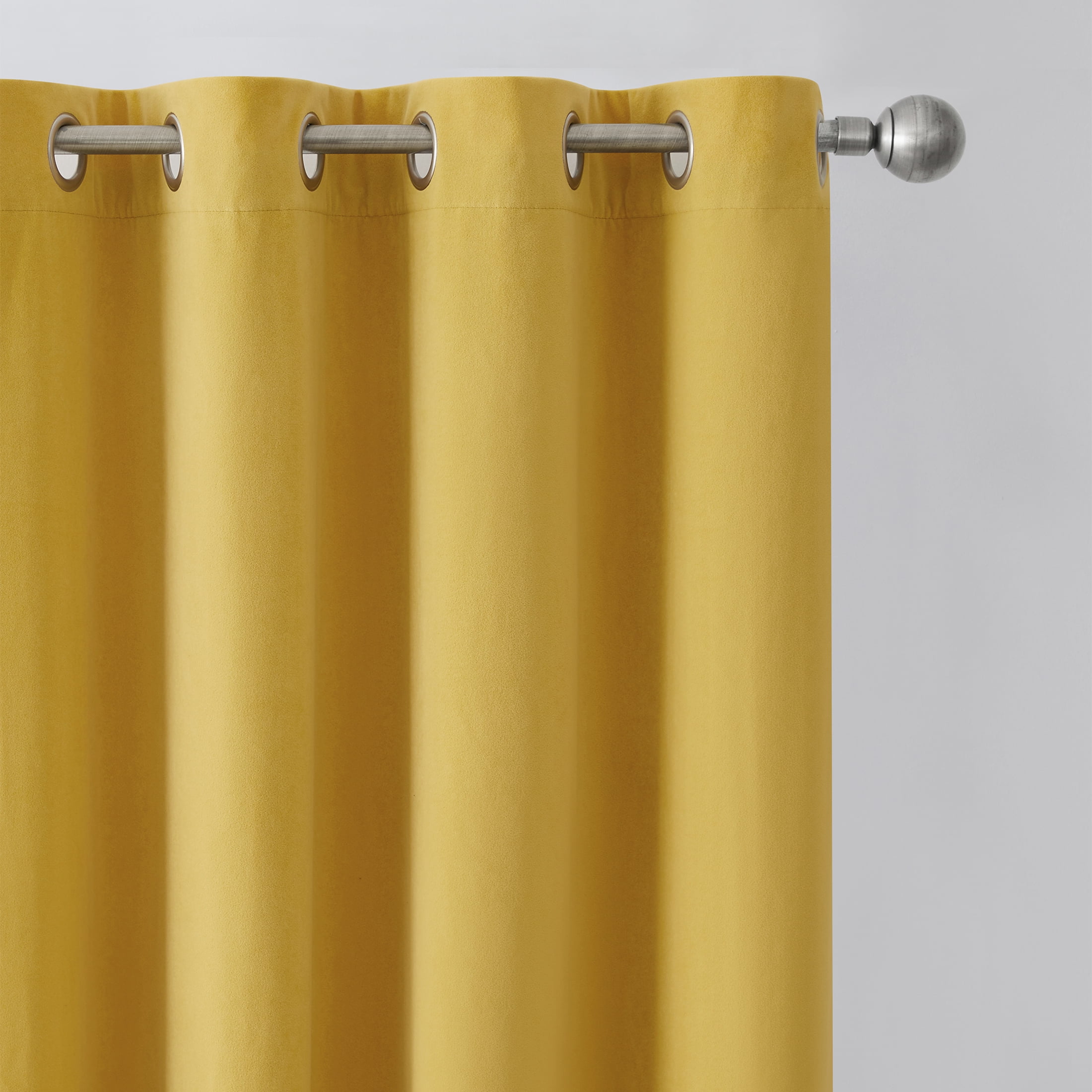 Better Homes & Gardens Velvet Grommet Blackout Single Curtain Panel, Yellow, 52" x 95"