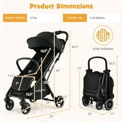 Infans Portable Baby Stroller One-Hand Fold Pushchair W/ Aluminum Frame Black