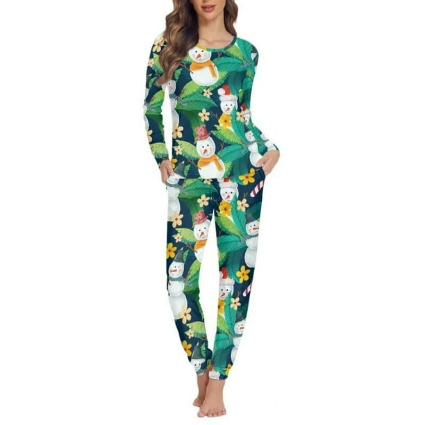 Conjunto de pijama de dos piezas para mujer, ropa de dormir cómoda e informal, jersey de manga larga con estampado a pedido, ideal para Navidad y otoño