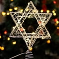 thumbnail image 1 of Star of David Hanukkah Christmas Rattan Tree Topper with Warm White LED String, Wire Weaving, Battery Powered, 7'' Star Tree Topper for Chanukah, Diwali, Birthday, Wedding, Parties & Home, 1 of 6