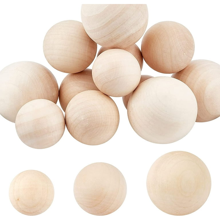 Natural Unfinished Wood Ball Sphere D-3, Pack of 6 pcs