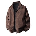 thumbnail image 1 of Ceisia Men's Casual Flip Collar Zipper Jacket with Pockets Oversized Contrast Hood Gift Outerwear, 1 of 9