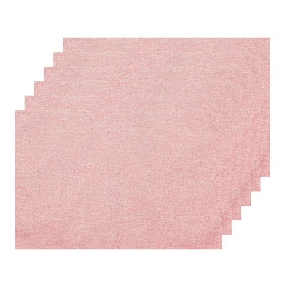 Unique Bargains Placemats Set of 6 Heat Resistant Place Imitation Linen Place Table Mats Light Pink