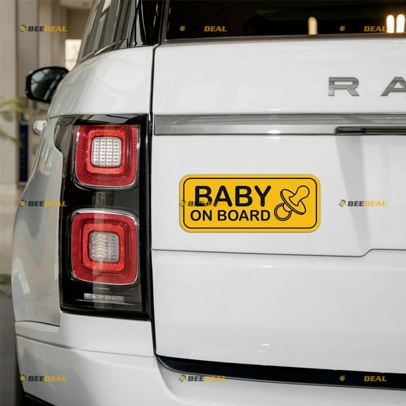 Baby On Board Baby Nipple Yellow Rectangle Car Magnet Sticker Magnetic Decal - 2 Pack Reflective 6" - for Auto Truck Van Reusable Waterproof
