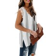 thumbnail image 3 of Qarigey Chaleco de algodón para mujer, camiseta sin mangas suave de encaje con cuello en V, ropa básica deportiva para vacaciones para Prendas para la parte del cuerpo raya blanca L, 3 of 6