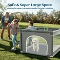 thumbnail image 3 of Dog Playpen, 36 x 36 x 27 Inch Portable Indoor Pet Playpen with Soft Mesh and Sturdy Frame, Gray, 3 of 9