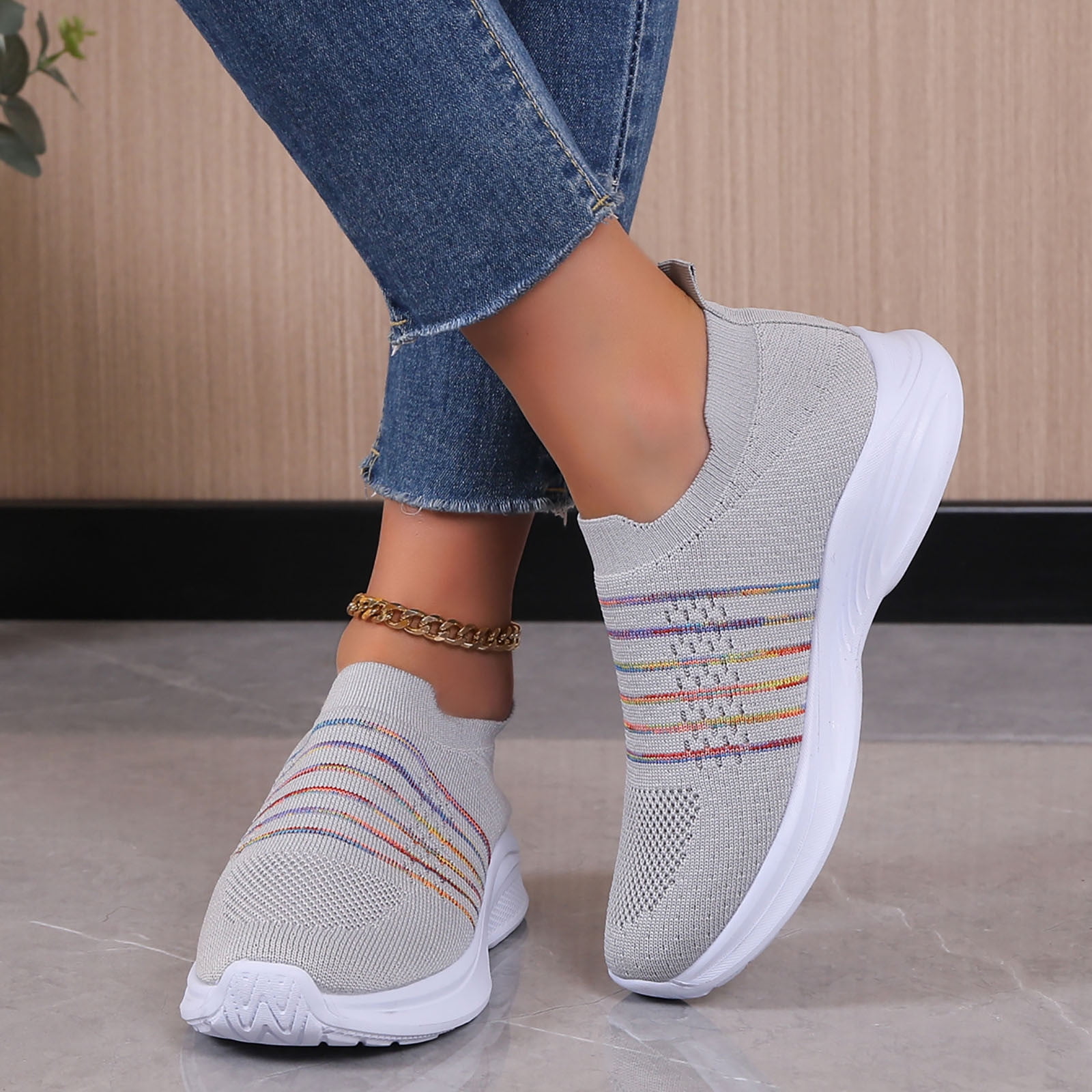 Cathalem Womens Casual Dress Shoes Size 8 Women Fly Woven Mesh Running Shoes  Tennis Walking Women Shoes Casual Comfort Grey 8 