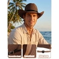 thumbnail image 4 of Gustave Straw Cowboy Hat for Women Men Wide Brim Fedora Sun Hat Shapeable Western Cowgirl Hat Summer Beach Hat with Windproof Chin Strap - Coffee, 4 of 7