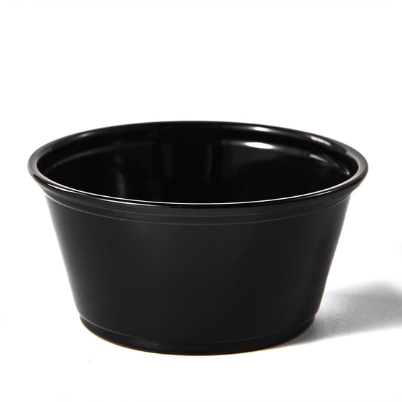Disposable Portion Cups, 3.25 oz Black Plastic, Commercial Pack of 2500, Lids are sold Separately