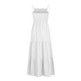 thumbnail image 4 of Bigersell Womens Dresses Plus Size Women's Bohemian Spaghetti Strap Smocked Tiered Long Beach Sun Dresses Sleeveless Maxi Dress Big & Tall Cocktail Dress Style 42392, Female Mid-Length Dresses White S, 4 of 7