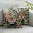 thumbnail image 3 of Nawypu  3D Flower Throw Pillow Cover Aesthetic Decorative Floral Accent Pillow Case Colorful Cushion Handmade Pillowcase Bed Bedroom Couch Office Beige Pink, 3 of 5