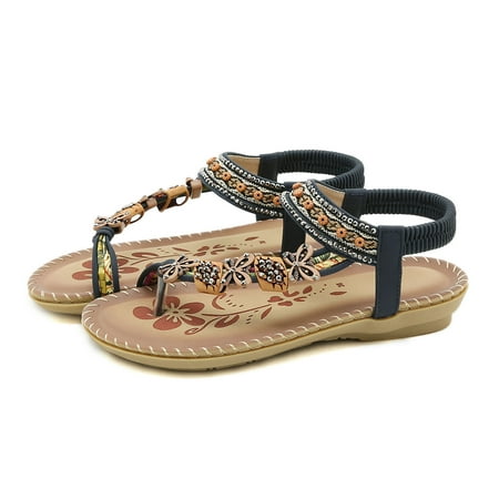 

PEASKJP Sandals for Women Dressy Summer Women Summer Open Toe Wedge Heel Light Comfort Beach Sandals Party Sandals Blue 7