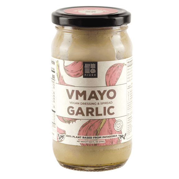 NIUKE Garlic Vegan Mayo – Smoky & Creamy Plant-Based Dressing – Dairy-Free, Gluten-Free, Non-GMO – Tangy Pickle & Vegetable Blend – Vegan Sandwich Spread – 9.52 oz Glass Jar