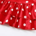 thumbnail image 6 of Kucnuzki 2T Toddler Girls Summer Outfits 3T Toddler Girls Casual Clothes Sets Ruffle Short Sleeves T-shirt Classic Dots Pullover Top Ripped Denim Shorts Sets 2pcs Red, 6 of 8