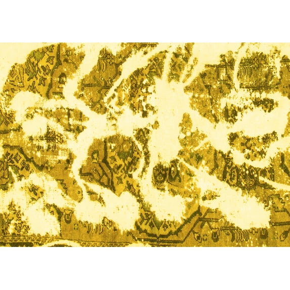 Ahgly Company Machine Washable Indoor Rectangle Abstract Yellow Modern Area Rugs, 6' x 9'