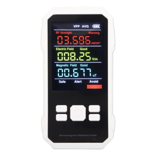 Electromagnetic Radiation Tester, Digital Radiation Tester High Accuracy 3 Colors Indicator Handheld For Home Appliances Black,White
