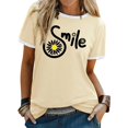 thumbnail image 4 of Women’s Graphic Print Tee Casual Short Sleeve T Shirt Funny Letter Printed T Shirts Summer Short Sleeve T-Shirt with Trendy Design for Daily Wear(Beige3,XXL), 4 of 5