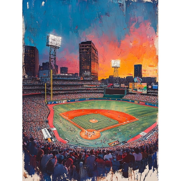 Baseball Stadium Sunset Canvas Painting， Perfect for Living Room，Kitchen， and Den Decoration.