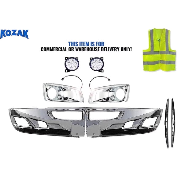 Compatible with T660 Chrome Plastic Bumper Corners with Bezels and Fog Lights