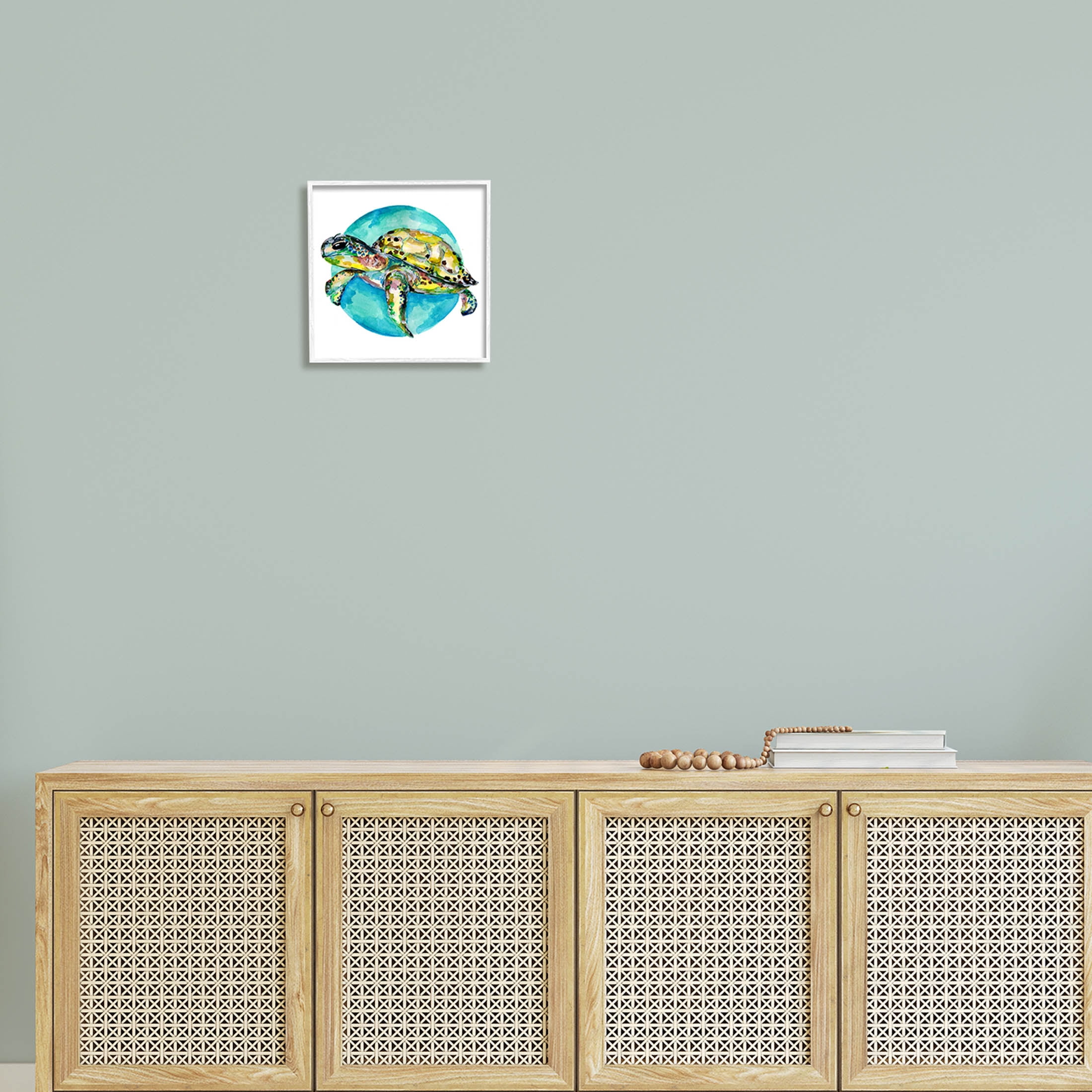 Marine Wildlife Sea Turtle Animals & Insects Graphic Art White Framed Art Print Wall Art