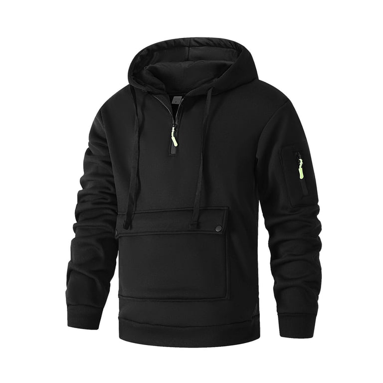 Men's 1/4 Zip Hoodie with Pockets Pullover Drawstring Hooded