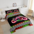 thumbnail image 4 of Erosebridal Teens Sports Comforter Sets Twin Size, Motorcycle Comforters & Duvets, Racing Checkered Decor, Reversible 2pcs, 4 of 8