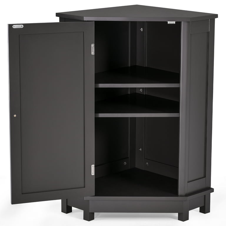 Dropship Freestanding Bathroom Cabinet With Glass Door; Corner Storage  Cabinet For Bathroom; Living Room And Kitchen; MDF Board With Painted  Finish; Black Brown to Sell Online at a Lower Price