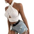 thumbnail image 2 of Scacto Women Sexy Cut Out Top Summer Sleeveless Crisscross Halter Neck Tie Crop Tank Top Streetwear, 2 of 6