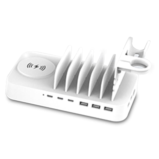 Tignapoo Station de Recharge Sans Fil GaN 150 W 9-en-1 avec 9 Ports, Recharge Rapide pour Téléphones, Tablettes, Montres et Livres Électroniques, Protection Multiple, Distribution Intelligente de l'Alimentation, Séparateur Amovible, Compact