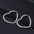 thumbnail image 3 of Gem Stone King 1.75 inches Stainless Steel High Shine Silver Tone Heart Shape Hoops Earrings Jewelry for Women, 3 of 5
