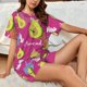 thumbnail image 4 of Balery Pink Green Avocado Conjunto de Pijama para Mujer con Estampado, Dos Piezas de Manga Corta y Shorts, Ropa de Dormir Suave con Cuello Redondo y Bolsillos-X-Large, 4 of 6