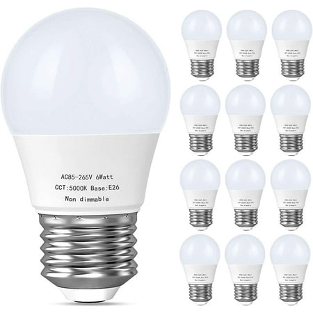 

GOSCHE A15 Led Light Bulb 60W Equivalent 550 LM 6W Refrigerator Led Bulbs 5000K Daylight Appliance Bulb E26 Medium Base Non-Dimmable 12 Pack