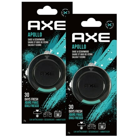 Axe Apollo Hanging 3D Disc Car Air Freshener, Odor Eliminator for Strong Odor Car Air Fresheners Hanging for Your Car, 2 Packs