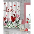 thumbnail image 3 of Valentine''s Day Shower Curtain, Pink Red Love Shower Curtains Set with Hooks, Romantic Heart Leaves Waterproof Fabric Bathroom Curtains Decor Home Accessories,Stall 36 X 72 Inch, 3 of 6